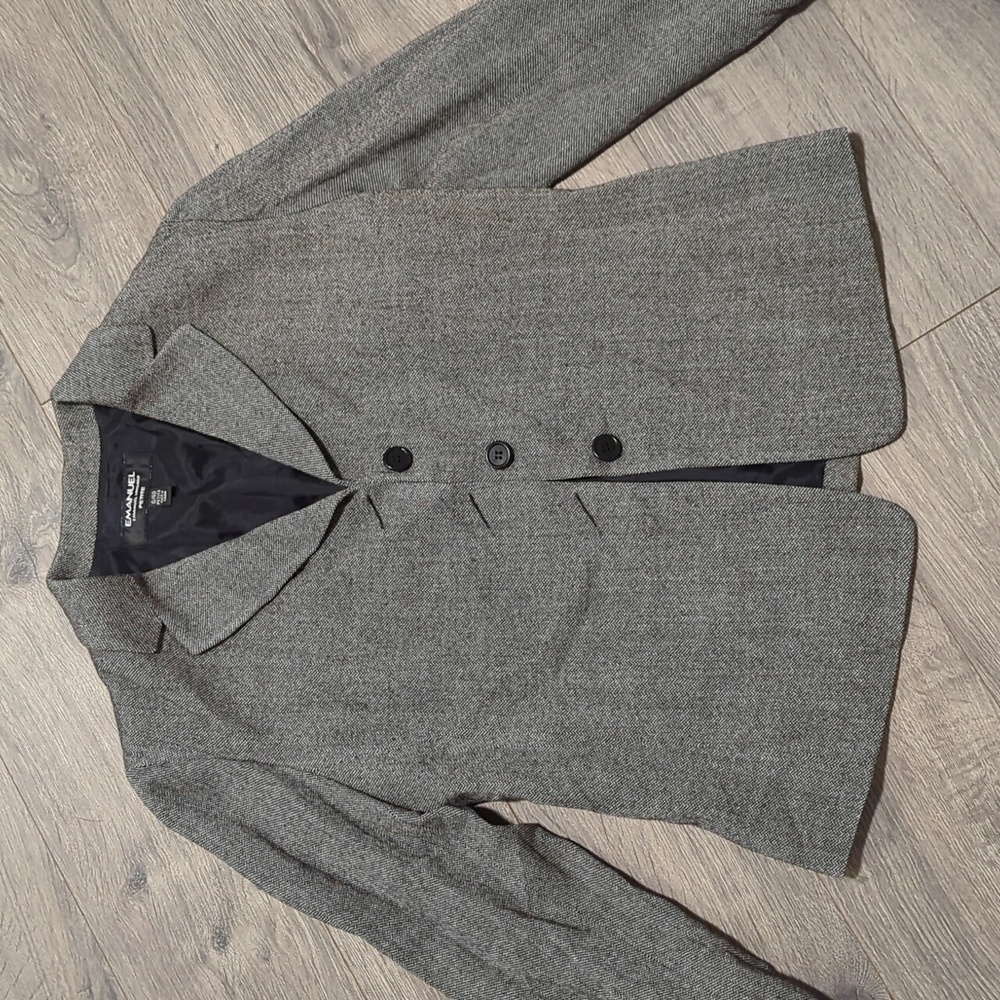 Emanuel Ungaro Herringbone Wool Blend Petite Blazer